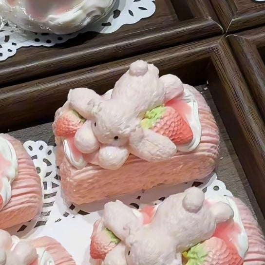 Strawberry Bunny Loaf Squishy — sold individually